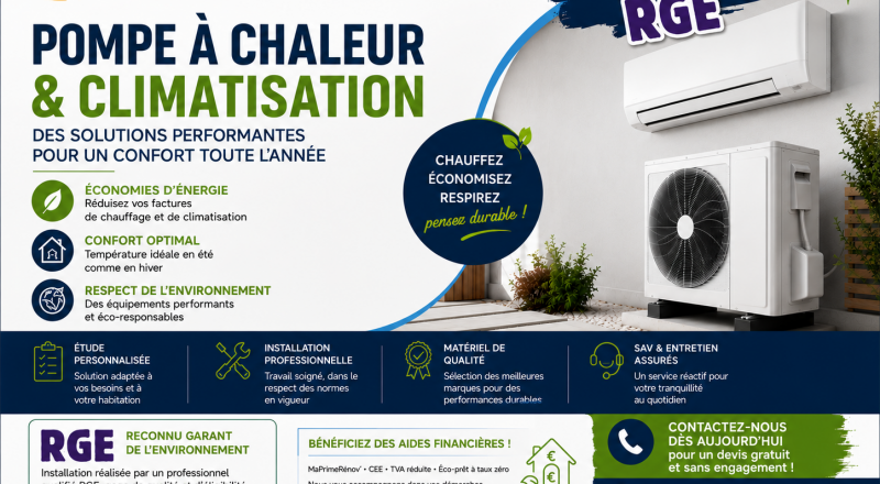 Un air agréable été comme hiver, installateur RGE agréé pompe à chaleur et climatisation